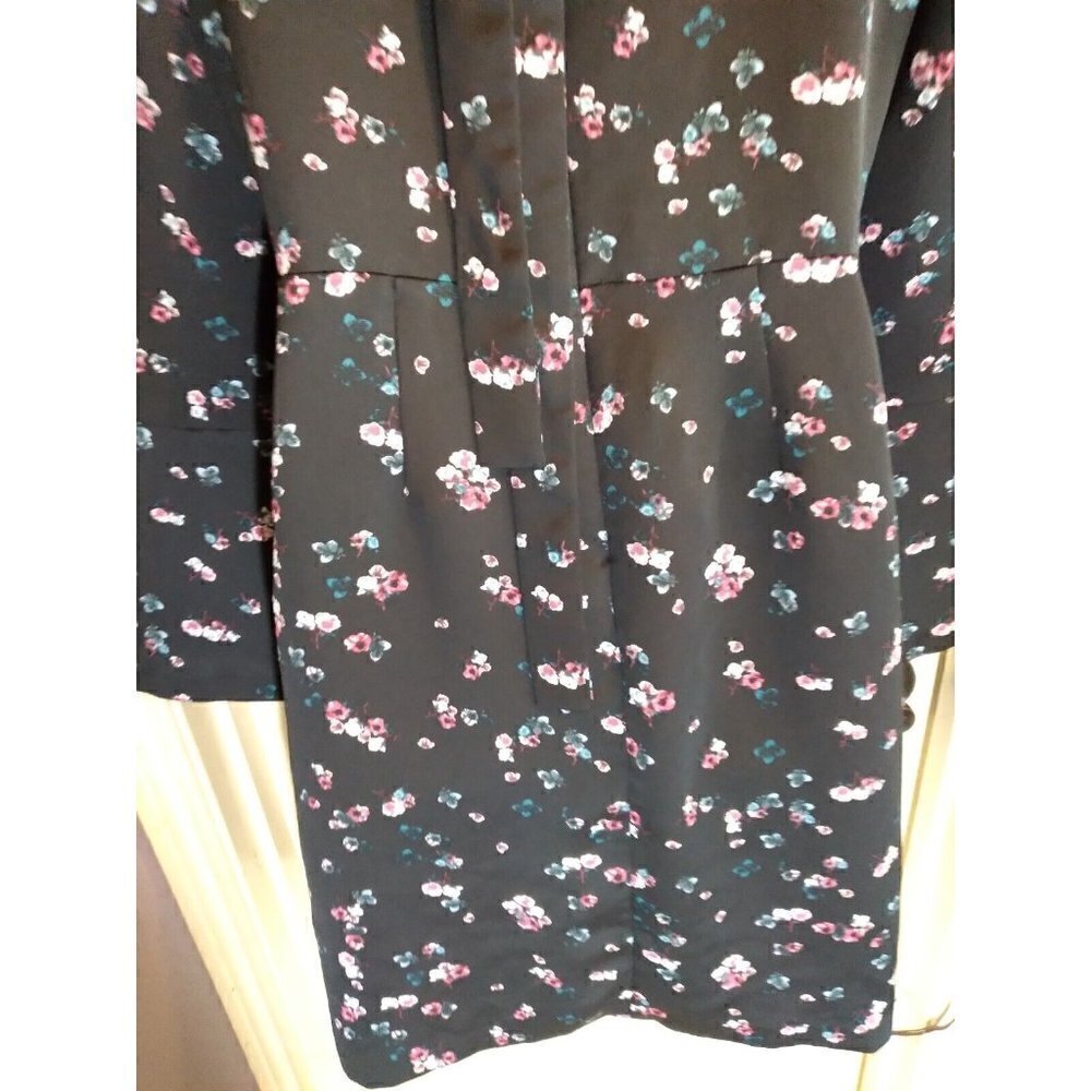 Banana Republic Dress Blue Floral Tie Open Back Bell Sleeves Sz 6 Bust 36 Length - Picture 7 of 9